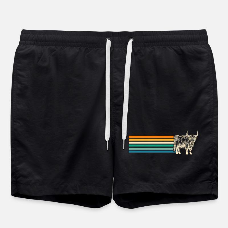 Cow Cattle Highland Cattle - Swim Trunks - black
