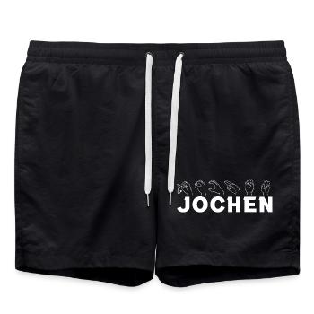 Gebärdensprache Jochen - Badeshorts - Schwarz - Vorne - AI Model Male 185 light (185cm)
