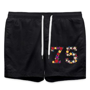 Fleurs 75 - Short de bain - noir - Devant - AI Model Male 185 light (185cm)