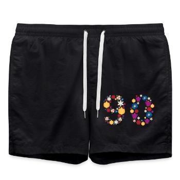 Flowers 90 - Badeshorts - Schwarz - Vorne - AI Model Male 185 light (185cm)
