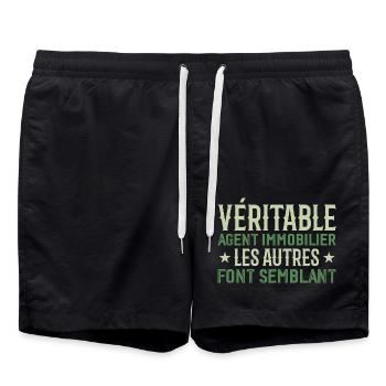 Real Estate Agent Gift Humor - Swim Trunks - black - Front - AI Model Male 185 light (185cm)
