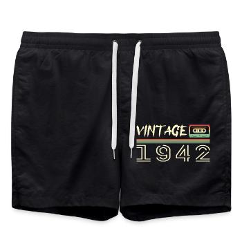 1942 Original 1942 Retro 1942 Geburtstagsgeschenk - Badeshorts - Schwarz - Vorne - AI Model Male 185 light (185cm)