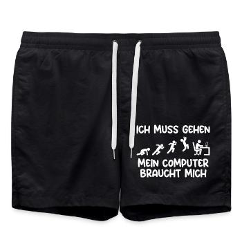 Computer Gamer Gamer Programmer Administrator - Swim Trunks - black - Front - AI Model Male 185 light (185cm)