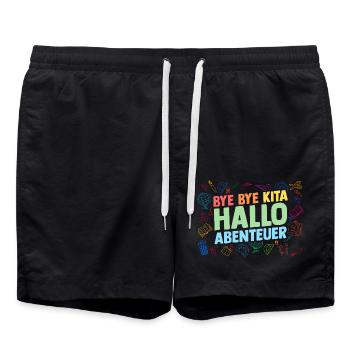 Kita Abgänger Einschulung Schulkind - Badeshorts - Schwarz - Vorne - AI Model Male 185 light (185cm)