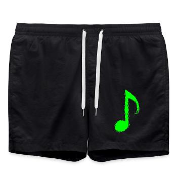 Music note Green. Light green. Vector - Swim Trunks - black - Front - AI Model Male 185 light (185cm)