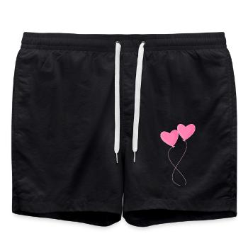 Ballon ballon coeur rose amour - Short de bain - noir - Devant - AI Model Male 185 light (185cm)