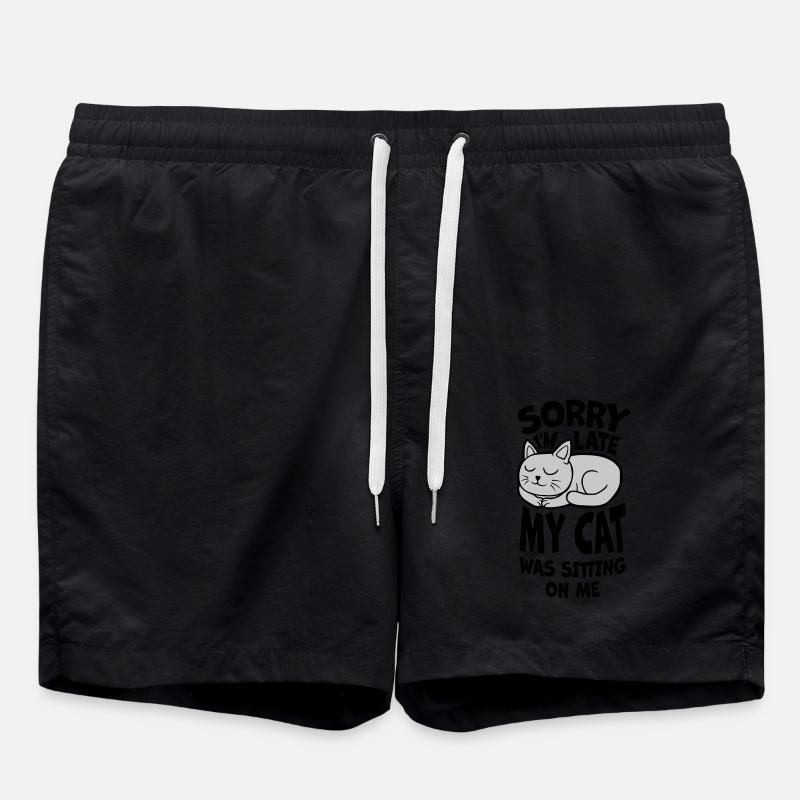 sorry cat was sitting - Swim Trunks - black