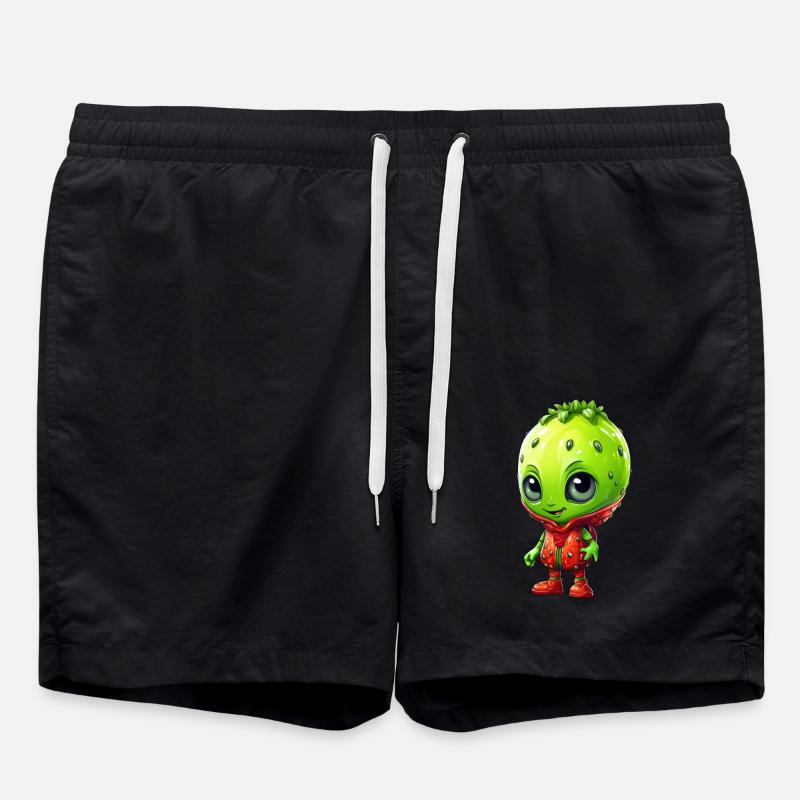 Kawaii Alien Strawberry: Extraterrestre mignon - Short de bain - noir