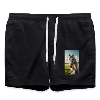 Pferd - Badeshorts - Schwarz - Vorne - AI Model Male 185 light (185cm)
