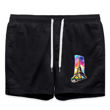 Eiffel tower #6 - Short de bain - noir - Devant - AI Model Male 185 light (185cm)