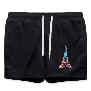 Eiffel tower #12 - Short de bain - noir - Devant - AI Model Male 185 light (185cm)