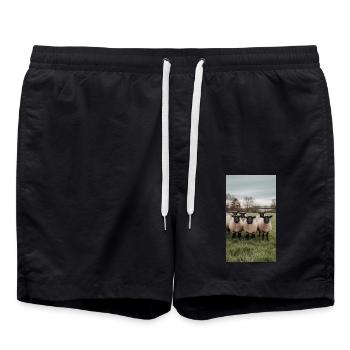 Moutons dans le pré - Short de bain - noir - Devant - AI Model Male 185 light (185cm)
