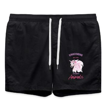 Les licornes sont mon animal préféré - Short de bain - noir - Devant - AI Model Male 185 light (185cm)