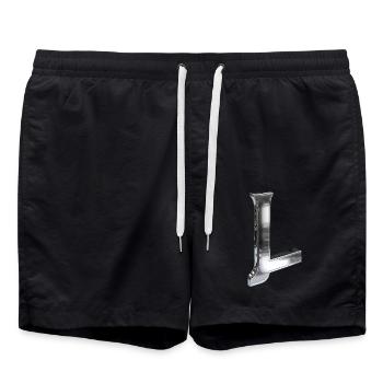 Chrome ,, L " Metallic - Badeshorts - Schwarz - Vorne - AI Model Male 185 light (185cm)