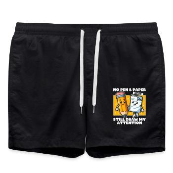 NO PEN, NO PAPER BUT YOU STILL DRAW MY ATTENTION - Swim Trunks - black - Front - AI Model Male 185 light (185cm)