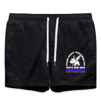 VOLER LOURD RÊVER GRAND - HIPPOPOTAME ET OISEAU - Short de bain - noir - Devant - AI Model Male 185 light (185cm)