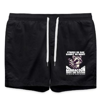 RAYURES LE JOUR, BANDIT LA NUIT - ZÈBRE ET RATON LAVEUR - Short de bain - noir - Devant - AI Model Male 185 light (185cm)