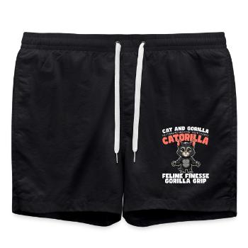 FELINE FINESSE GORILLA GRASP - KATZE UND GORILLA - Badeshorts - Schwarz - Vorne - AI Model Male 185 light (185cm)