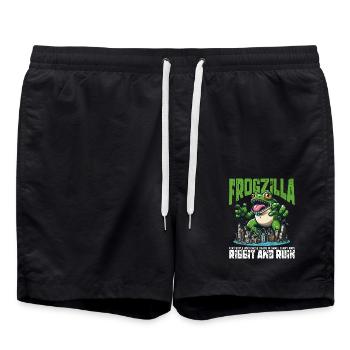 RIBBIT AND RUIN - FROGZILLA - Swim Trunks - black - Front - AI Model Male 185 light (185cm)