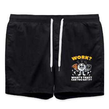 ARBEIT? WAS IST DAS? KANN MAN ES ESSEN? - Badeshorts - Schwarz - Vorne - AI Model Male 185 light (185cm)