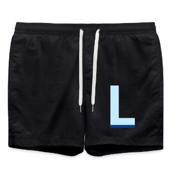 Letter l blue pop and modern - Swim Trunks - black - Front - AI Model Male 185 light (185cm)
