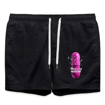 Musik ist meine Medizin für Musikliebhaber - Badeshorts - Schwarz - Vorne - AI Model Male 185 light (185cm)