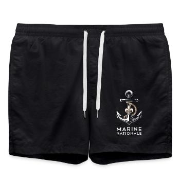 Marine Nationale - Short de bain - noir - Devant - AI Model Male 185 light (185cm)