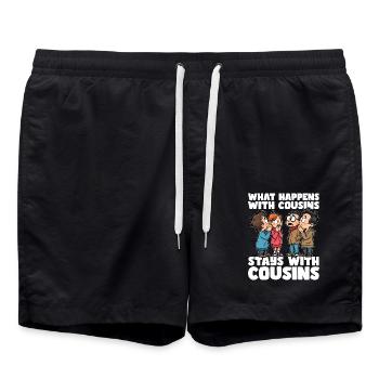 QUE SE PASSE-T-IL AVEC LES COUSINS, RESTE AVEC LES COUSINS - Short de bain - noir - Devant - AI Model Male 185 light (185cm)