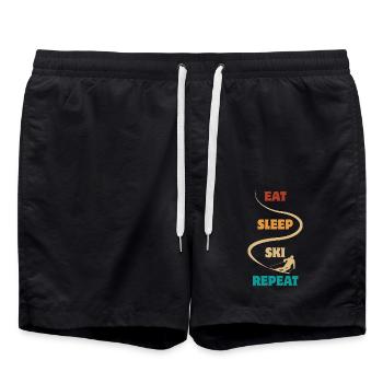 Eat Sleep Ski Repeat - Ski - Ski - Swim Trunks - black - Front - AI Model Male 185 light (185cm)