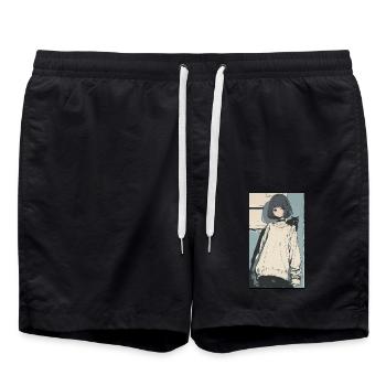 SWS ANIME - Swim Trunks - black - Front - AI Model Male 185 light (185cm)