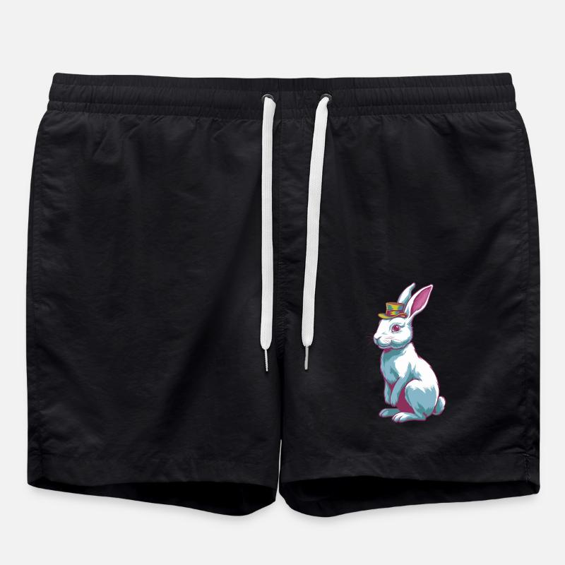Hase mit Hut - Badeshorts - Schwarz