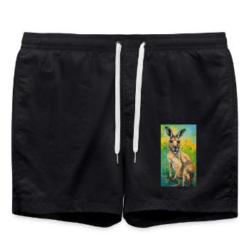 Painting Of A Playful Kängeru - Badeshorts - Schwarz - Vorne - AI Model Male 185 light (185cm)