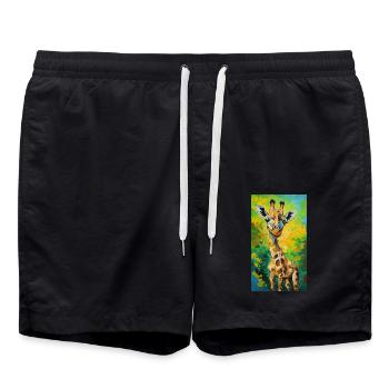 Girafe Peinture Peinture Art bande dessinée - Short de bain - noir - Devant - AI Model Male 185 light (185cm)
