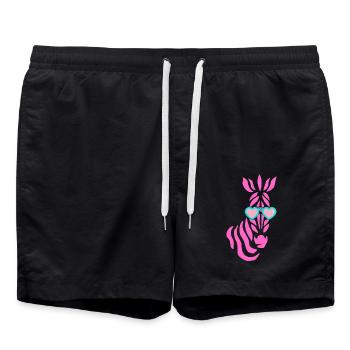 pinkes Zebra mit Sonnenbrille - Badeshorts - Schwarz - Vorne - AI Model Male 185 light (185cm)