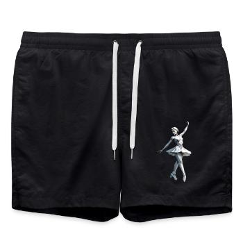 Low Poly Ballerina - Ballet Design - Swim Trunks - black - Front - AI Model Male 185 light (185cm)
