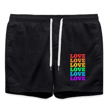 Love 6 rainbow colors gay pride - Swim Trunks - black - Front - AI Model Male 185 light (185cm)