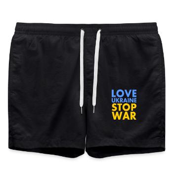 Love ukraine stop war - Short de bain - noir - Devant - AI Model Male 185 light (185cm)