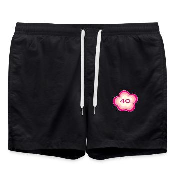 40 JAHRE. 40-JÄHRIGES JUBILÄUM. GEBURTSTAG 40 JAHRE. 40 - Badeshorts - Schwarz - Vorne - AI Model Male 185 light (185cm)