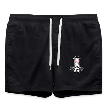 Bodybuilder Cow Fitness Motivation Cadeau - Short de bain - noir - Devant - AI Model Male 185 light (185cm)