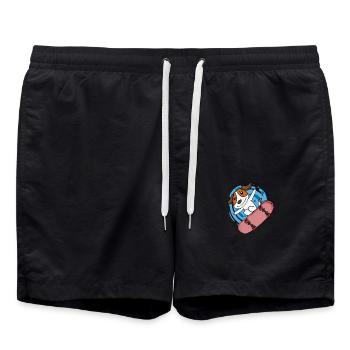 Dog Belgian Shepherd as a skater - Swim Trunks - black - Front - AI Model Male 185 light (185cm)