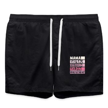 Schlosserin Mama Ehefrau Heldin - Badeshorts - Schwarz - Vorne - AI Model Male 185 light (185cm)