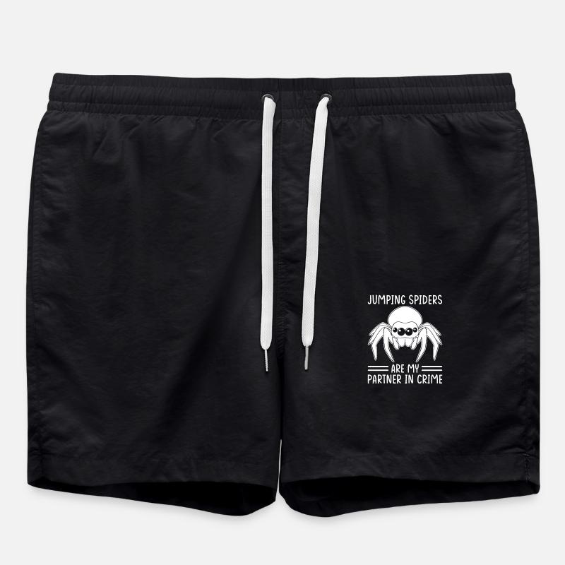 Jumping Spider Saying - Swim Trunks - black