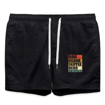 Father Husband Skipper Hero - Swim Trunks - black - Front - AI Model Male 185 light (185cm)