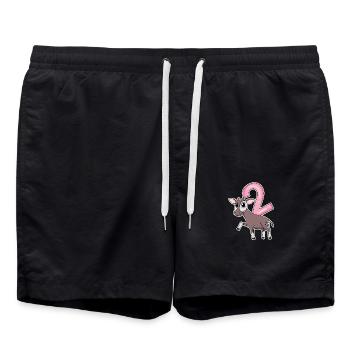 Girl 2 years old Okapi 2nd birthday gift - Swim Trunks - black - Front - AI Model Male 185 light (185cm)