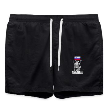 I can not Keep Calm I am Slovenian - Swim Trunks - black - Front - AI Model Male 185 light (185cm)