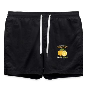 Yuzu Frucht Spruch - Badeshorts - Schwarz - Vorne - AI Model Male 185 light (185cm)