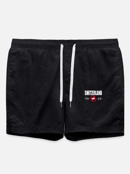 Schweiz Fußball - Badeshorts - Schwarz