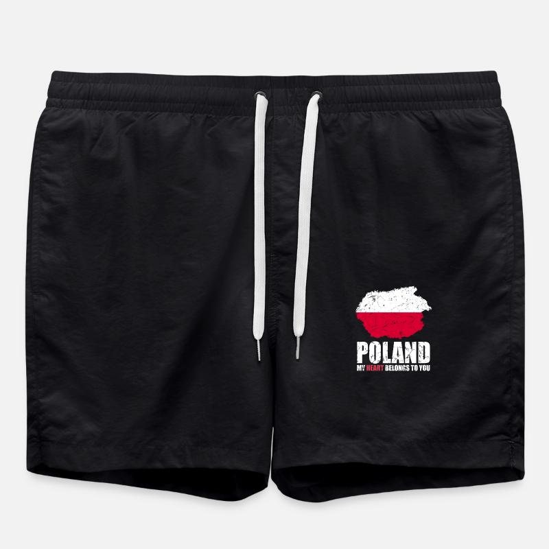 Poland Flag - Swim Trunks - black
