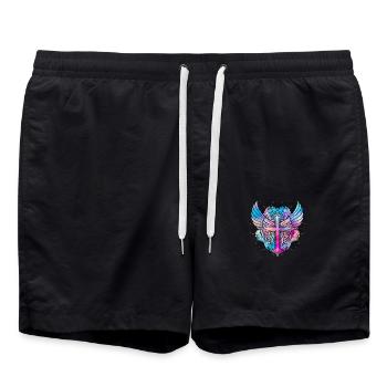 Croix du christianisme - Short de bain - noir - Devant - AI Model Male 185 light (185cm)