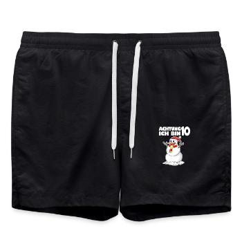 10.Geburtstag 10 Jahre alt Schneemann Geschenk - Badeshorts - Schwarz - Vorne - AI Model Male 185 light (185cm)